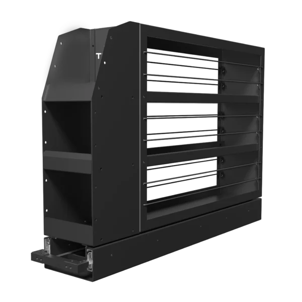Slide out aluminium pantry for canopies right view