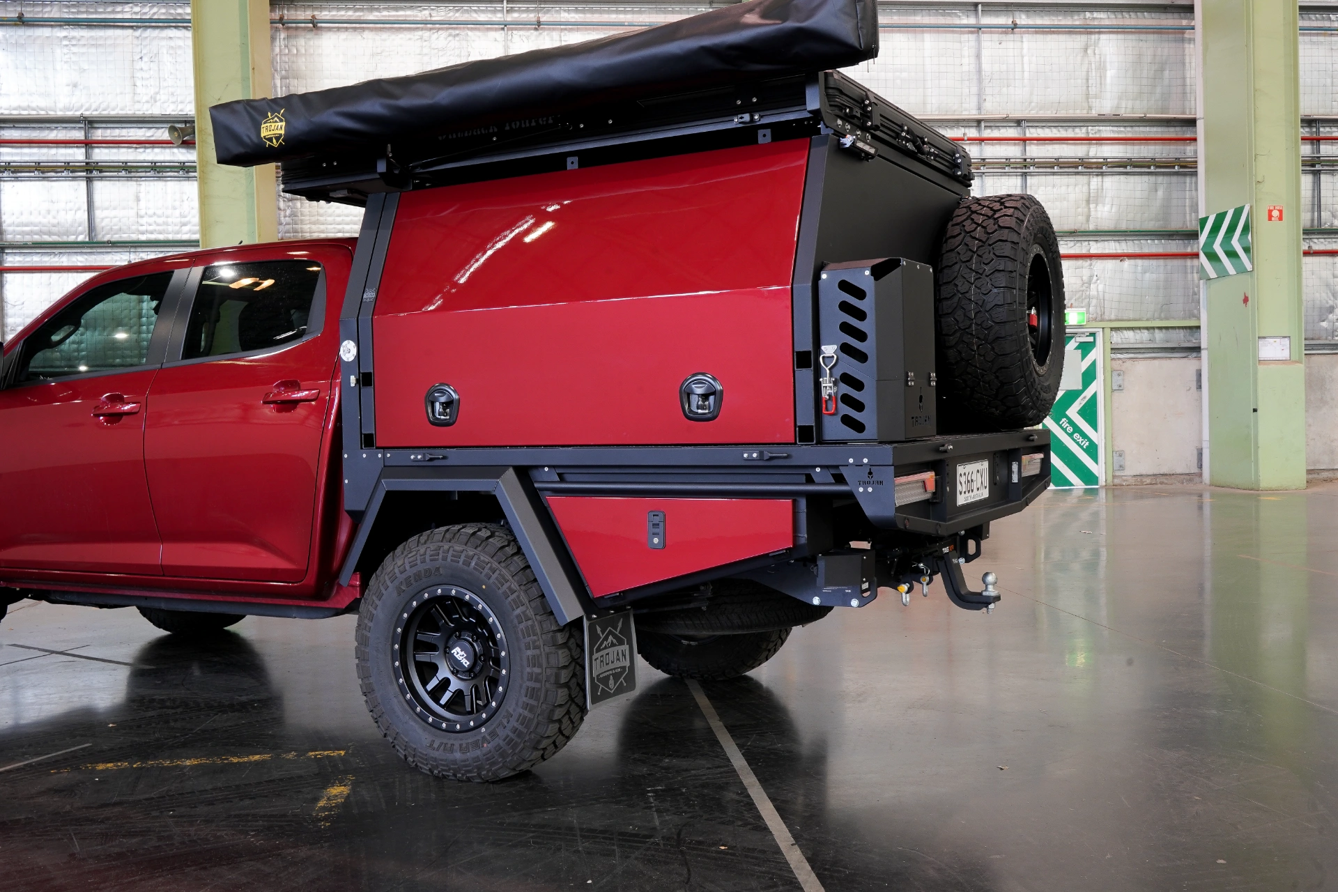 Close up of Red Mazda BT50 with 1600mm alloy canopy